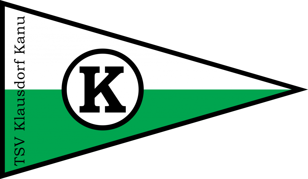farbiges TSV Klausdorf Kanu Logo mit Schriftzug und schwarzen Rahmen